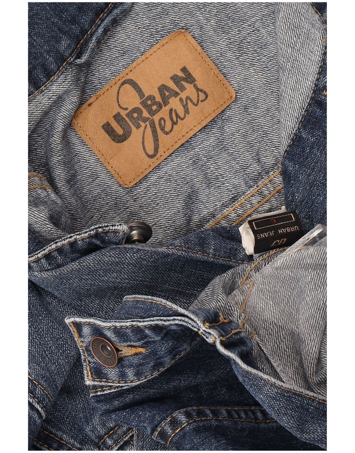 VINTAGE Womens Denim Jacket UK 16 Large Blue Cotton