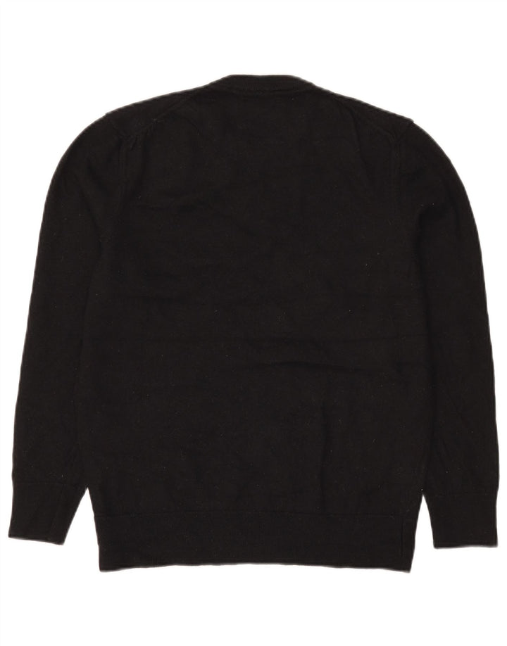 Zara Mens Crew Neck Jumper Sweater Medium Black Wool