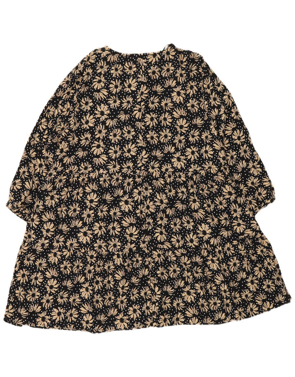Zara Womens Tiered Dress UK 20 2XL Navy Blue Floral Viscose