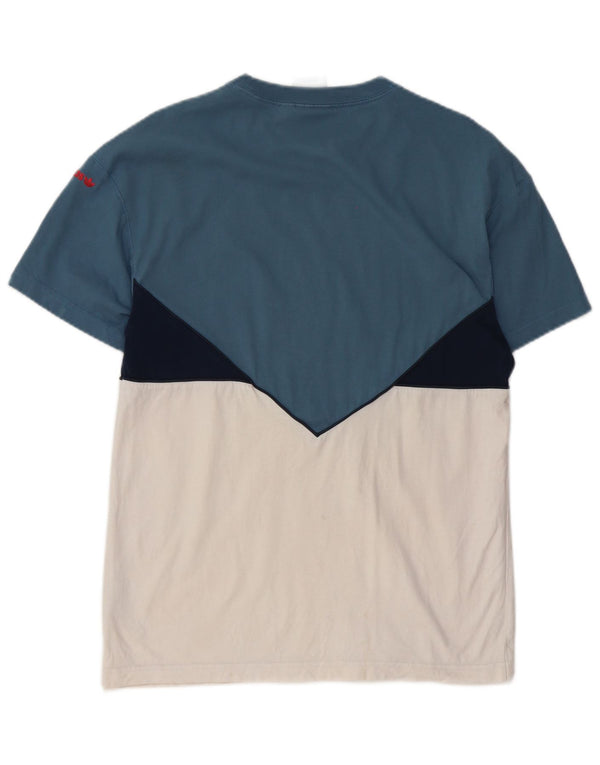 Adidas Mens T-Shirt Top Small Blue Colourblock Cotton