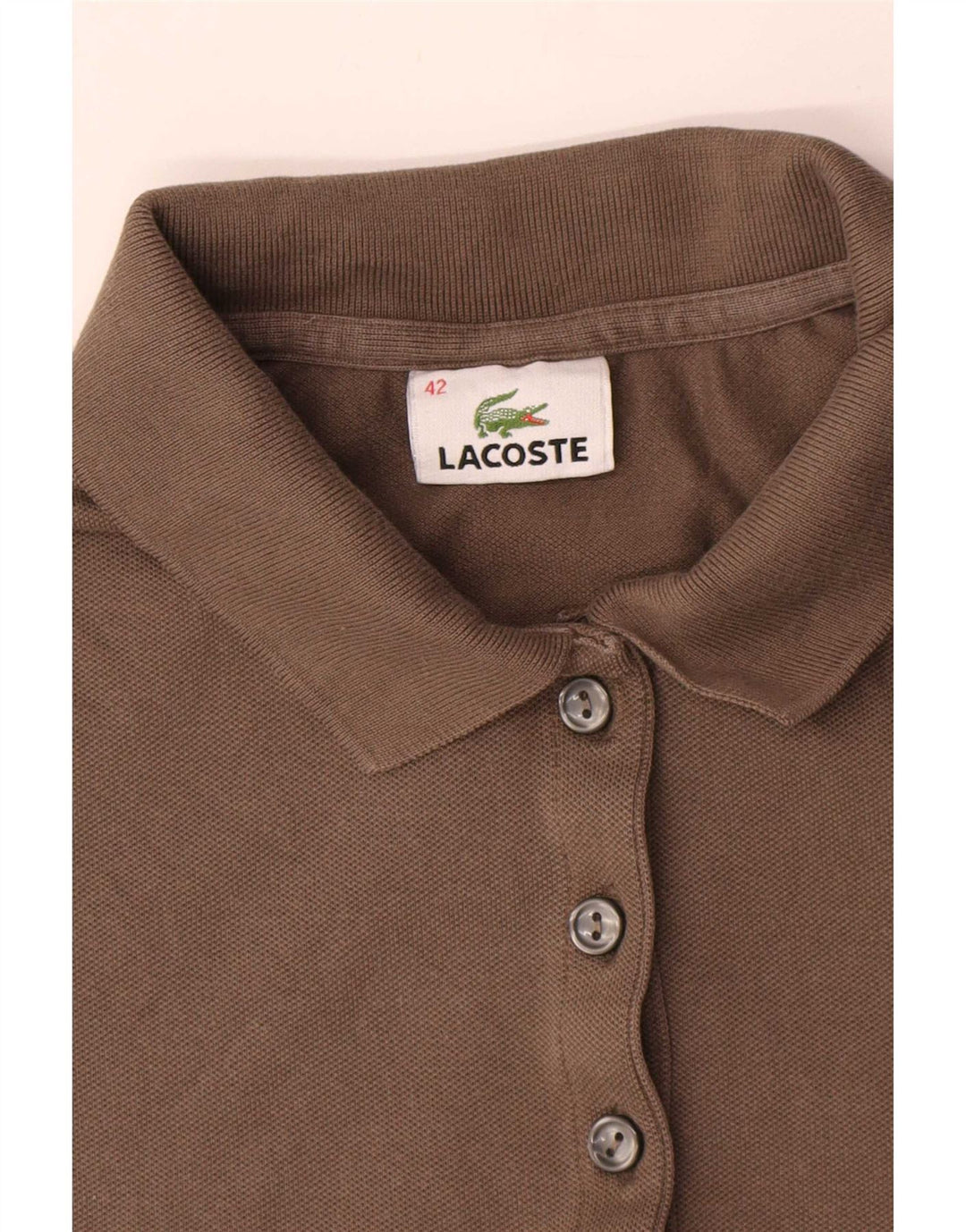 Lacoste Womens Polo Shirt Size 42 Large Brown