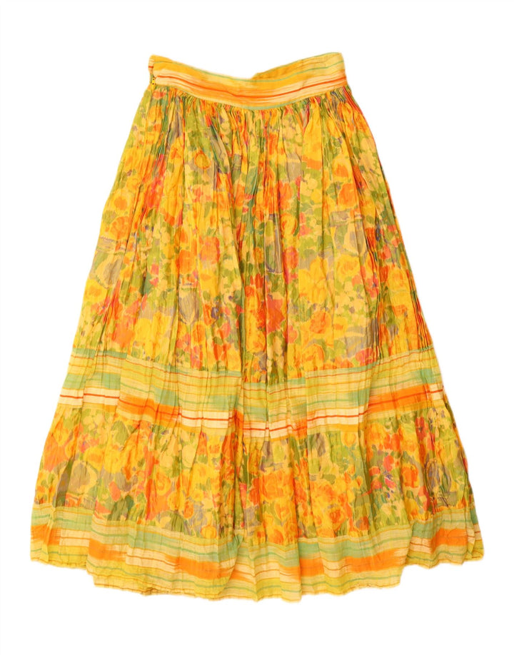 Options Womens Maxi Flared Skirt IT 44 Medium W28 Yellow Floral Viscose