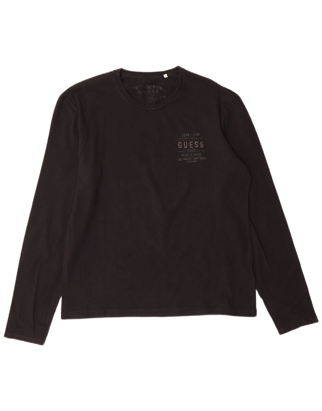 GUESS Mens Top Long Sleeve XL Black Cotton