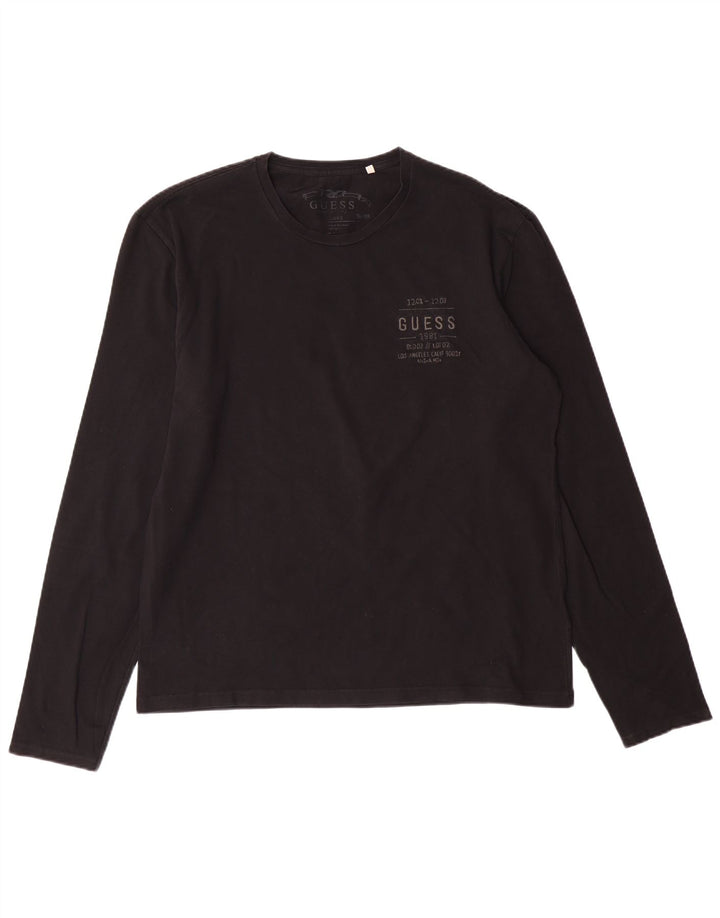 GUESS Mens Top Long Sleeve XL Black Cotton