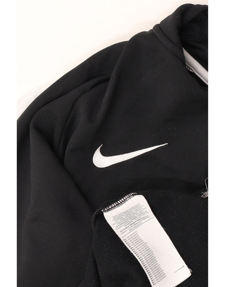 Nike Herren-Trainingsanzug-Oberteil mit Reißverschluss am Hals, großes, schwarzes Farbblock-Polyester