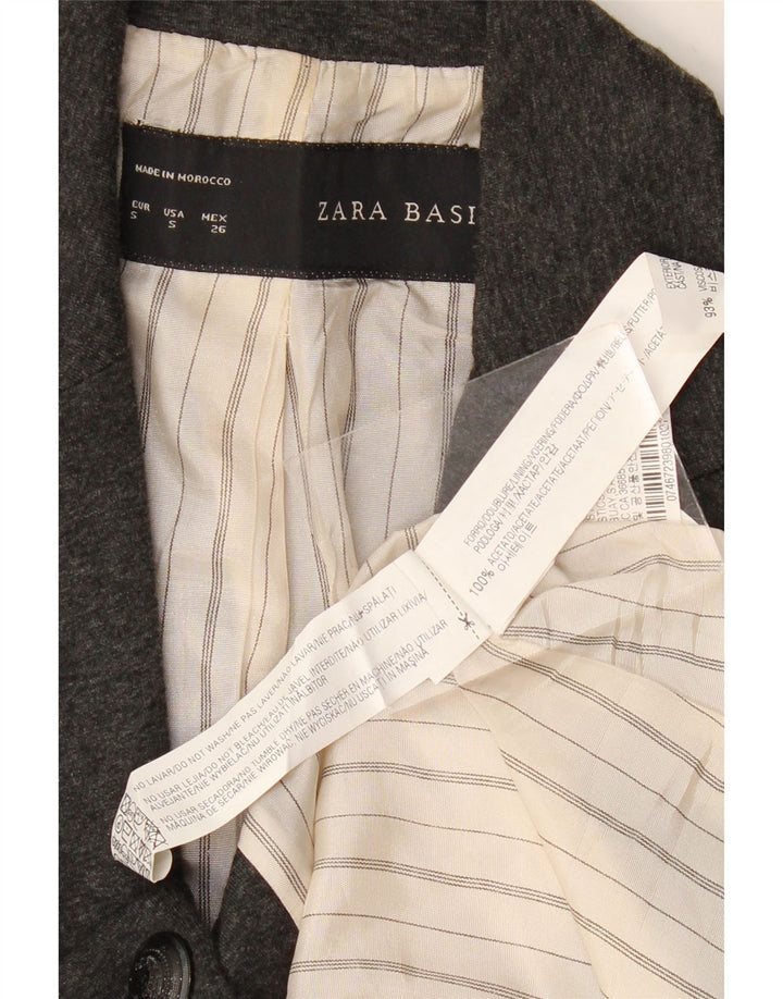 Zara Womens 1 Button Blazer Jacket UK 10 Small Grey Acetate