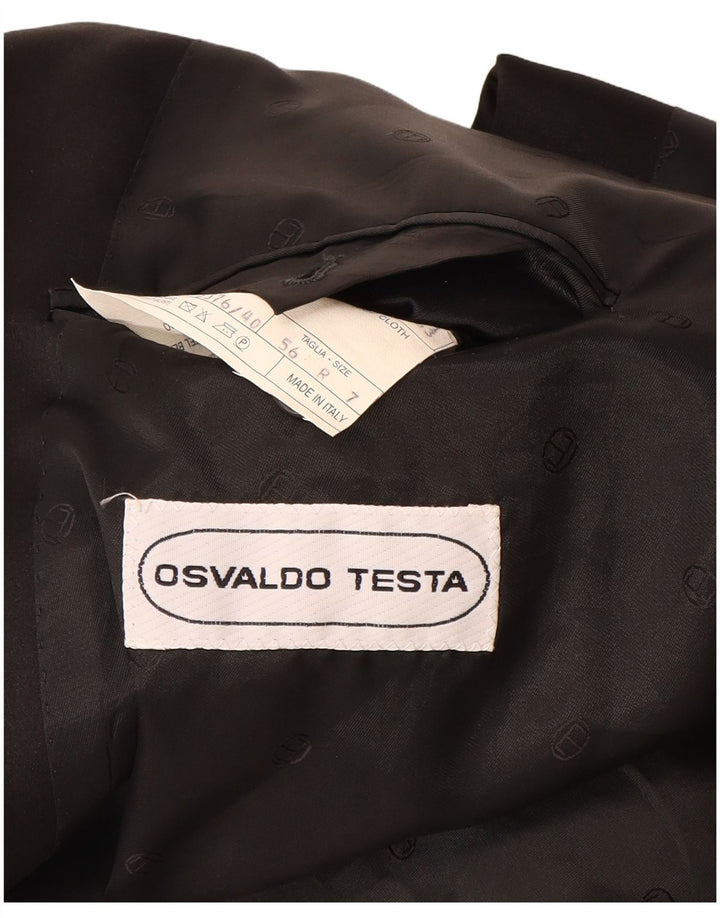Giacca blazer doppiopetto da uomo Osvaldo Testa UK 40 grande nera