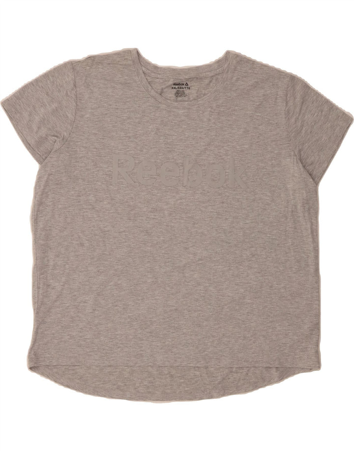REEBOK Womens Graphic T-Shirt Top UK 20 2XL Grey Polyester Vintage Reebok and Second-Hand Reebok from Messina Hembry 