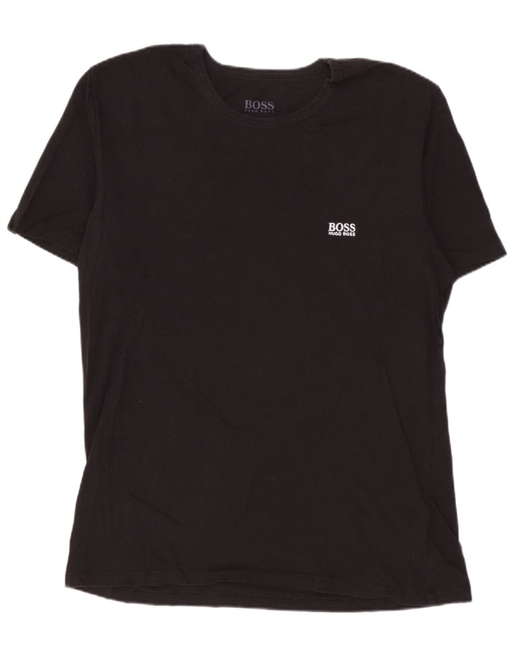 HUGO BOSS Mens T-Shirt Top Medium Black Cotton
