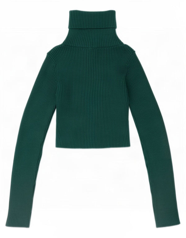 Zara Womens Crop Top Langærmet UK 8 Small Green Viscose