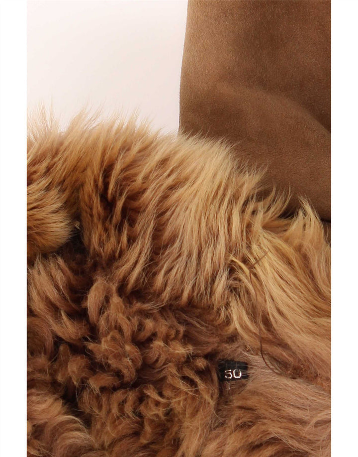 Vintage Womens Loose Fit Shearling Jacket IT 50 XL Brown Classic