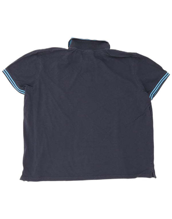 Kappa Mens Polo Shirt 4XL Navy Blue Striped Cotton