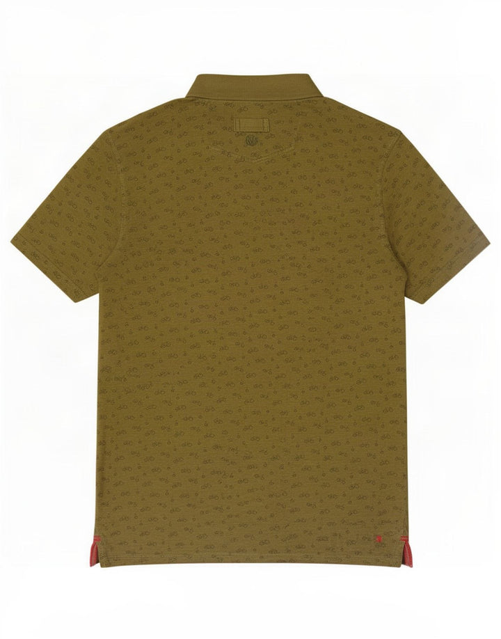 Fat Face Mens Abstract Pattern Polo Shirt Medium Khaki Cotton