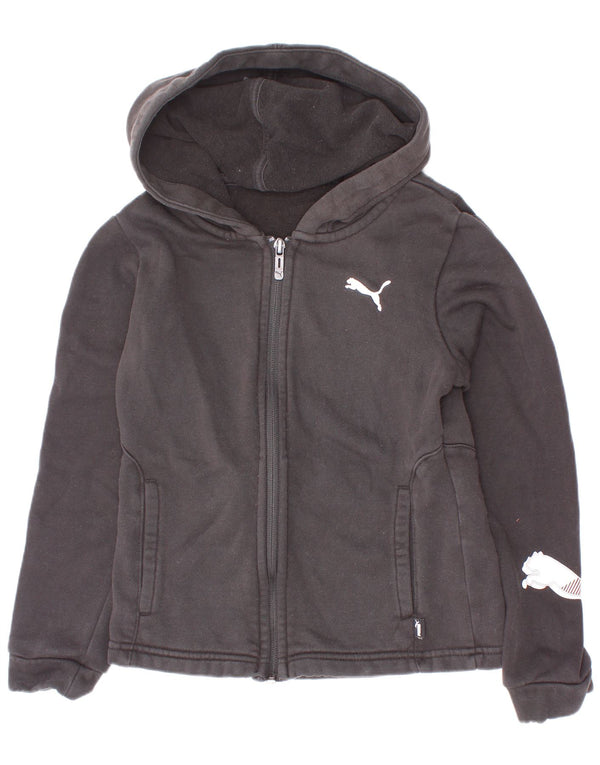 Puma Sweat à capuche graphique zippé fille 9-10 ans Noir Coton