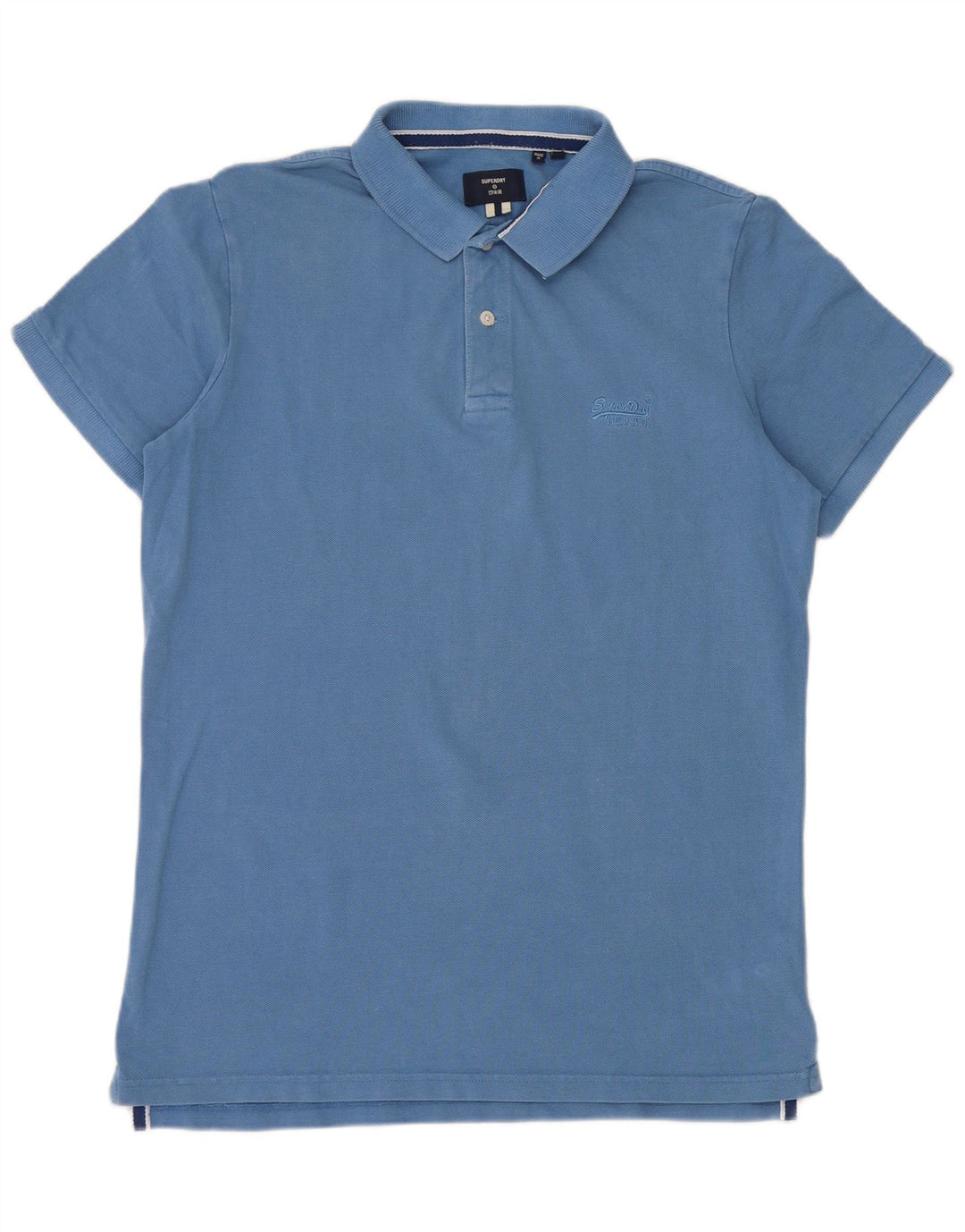 Superdry Mens Polo Shirt Large Blue Cotton