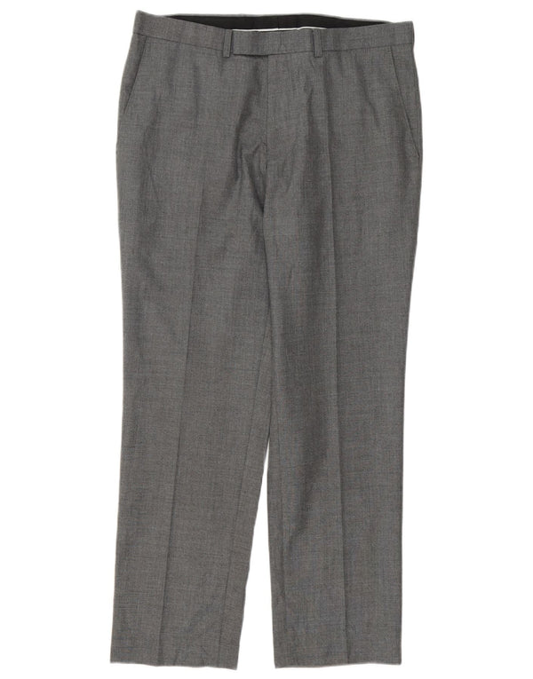Marks & Spencer Pantalón de traje recto para hombre W34 L29 Poliéster gris