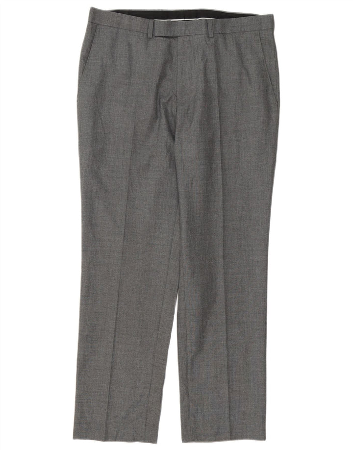 Gerade Herren-Anzughose von Marks & Spencer, W34, L29, grau, Polyester