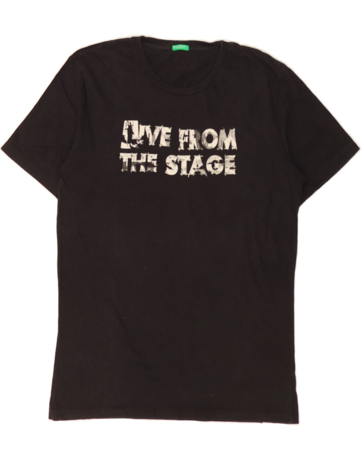 BENETTON Mens Graphic T-Shirt Top Medium Black Cotton Vintage Benetton and Second-Hand Benetton from Messina Hembry 