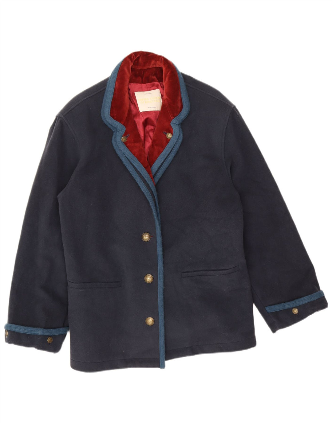 Benetton Damen-Blazerjacke mit 3 Knöpfen, IT 46, große marineblaue Wolle