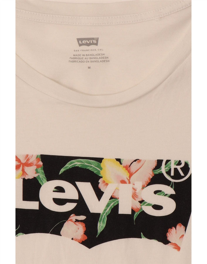 LEVI'S Womens Graphic T-Shirt Top UK 14 Medium White