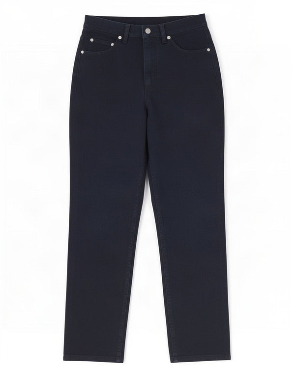 Marks & Spencer Womens Tapered Jeans UK 10 Small W26 L29 Navy Blue Cotton