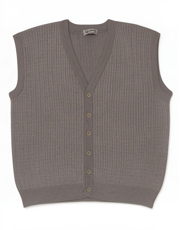Vintage Herren Cardigan Pullover XL Grau Merinowolle