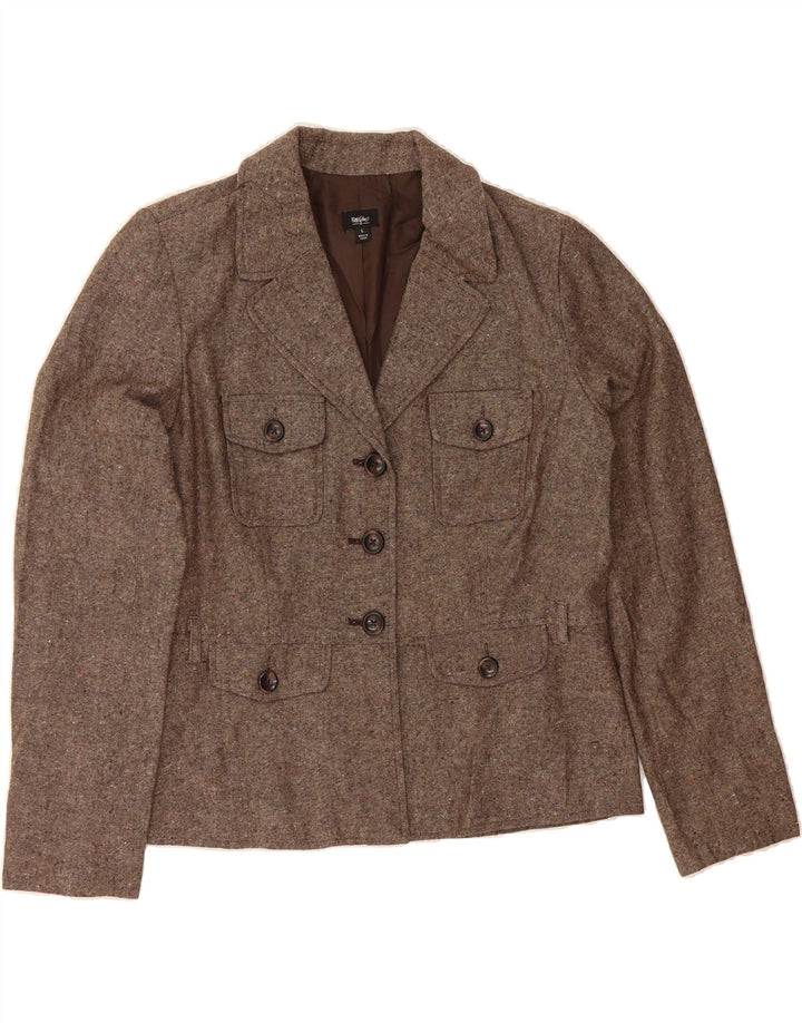 MOSSIMO Womens 3 Button Blazer Jacket UK 16 Large Brown Polyester Vintage Mossimo and Second-Hand Mossimo from Messina Hembry 
