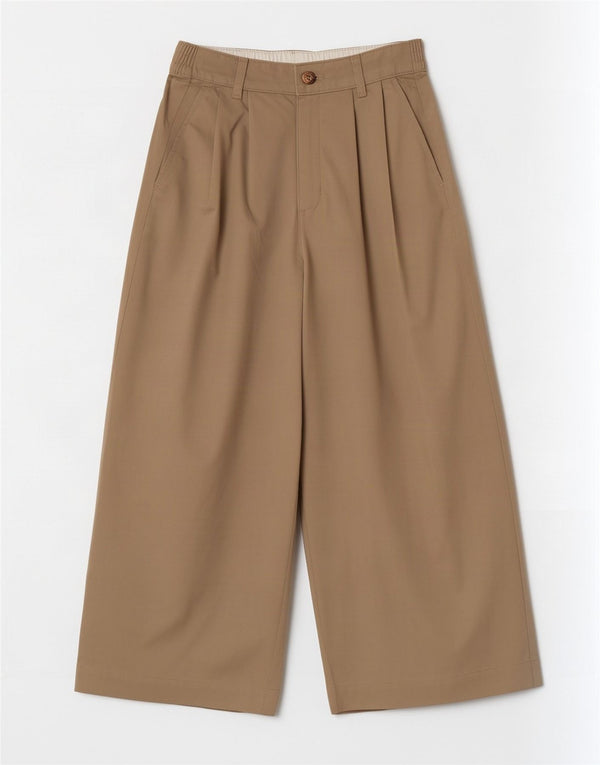 Dickies Womens High Waist Wide Leg Cropped Trousers W26 L24 Beige Cotton