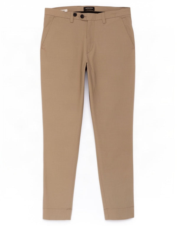 Calça Chino Cônica Masculina Jack & Jones W34 L32 Poliéster Bege