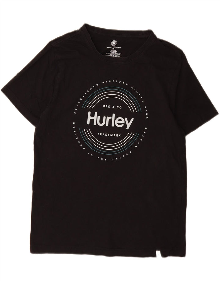 HURLEY Mens Graphic T-Shirt Top Medium Black Cotton Vintage Hurley and Second-Hand Hurley from Messina Hembry 