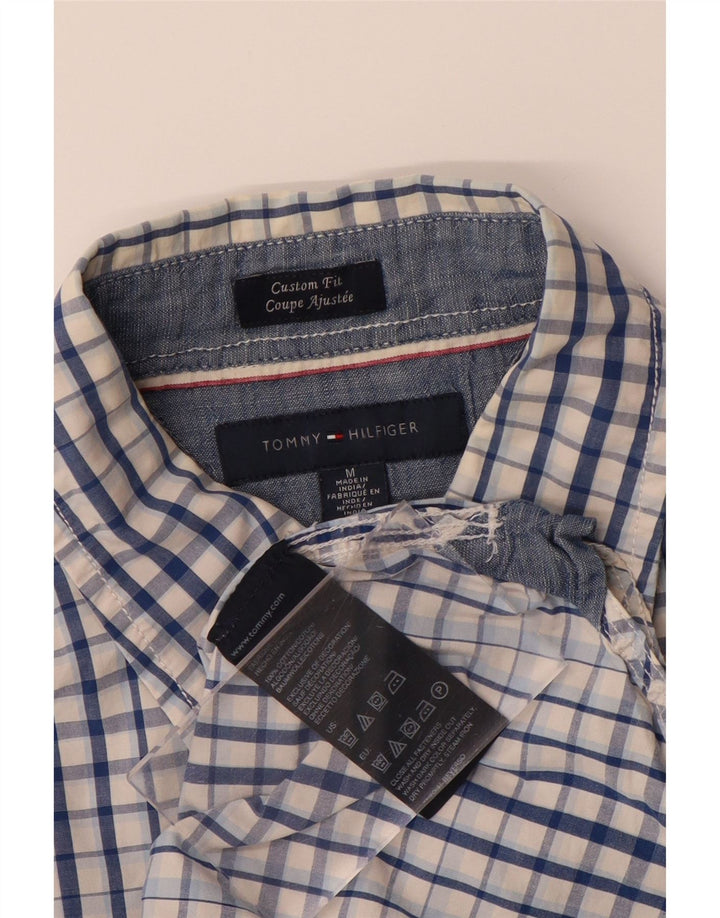 TOMMY HILFIGER Mens Custom Fit Shirt Medium Blue Check Classic