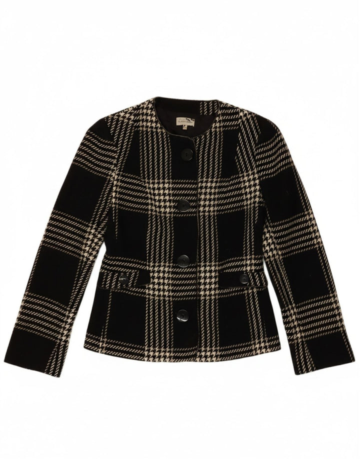 ANDREA MARE Womens 4 Button Blazer Jacket IT 42 Medium Black Check Wool