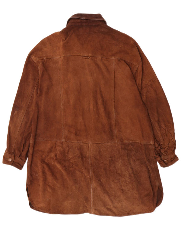 Vittorio Forti Surchemise longue en daim pour femme IT 46 Large Marron
