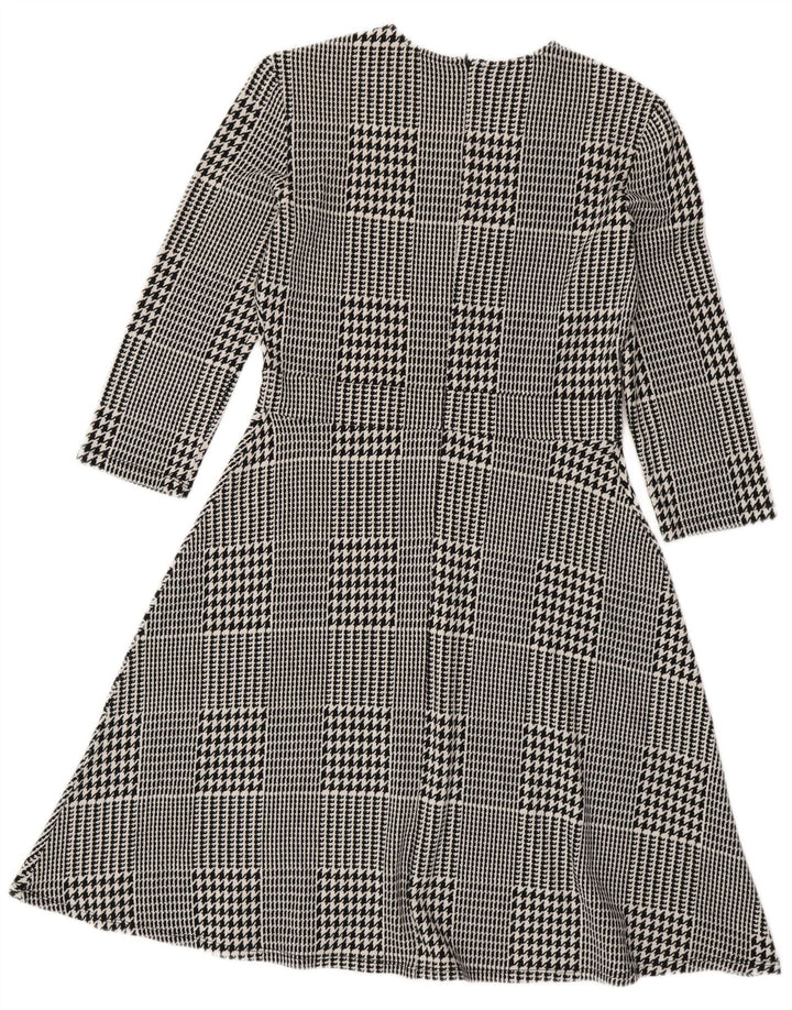 Max & Co. Womens 3/4 Sleeve A-Line Dress UK 12 Medium Black Houndstooth
