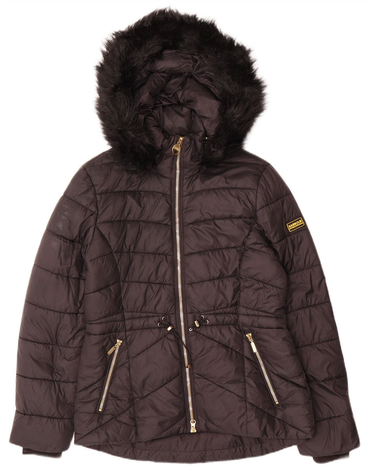 Barbour Womens Hooded Padded Jacket UK 10 Small  Black Polyamide