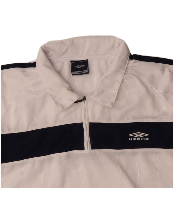 UMBRO Mens Polo Shirt XL White Colourblock Polyester