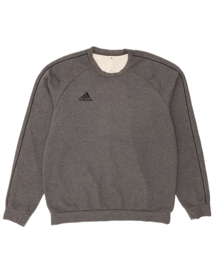 Adidas Mens Regular Fit Sweatshirt Jumper Medium Grey Flecked Cotton