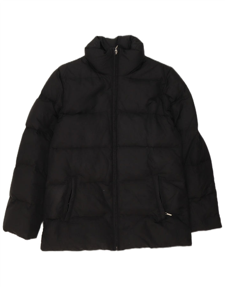 Zara Damen Wattierte Jacke UK 14 Medium Schwarz Polyamid
