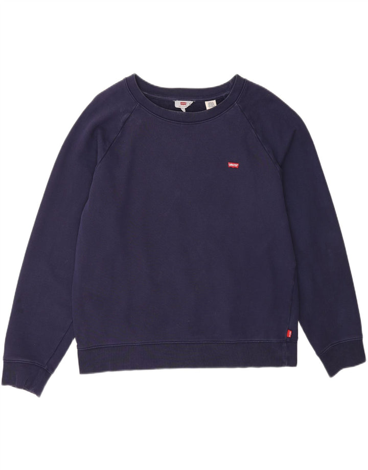 LEVI'S Womens Sweatshirt Jumper UK 14 Medium Navy Blue Cotton Vintage Levi's and Second-Hand Levi's from Messina Hembry 