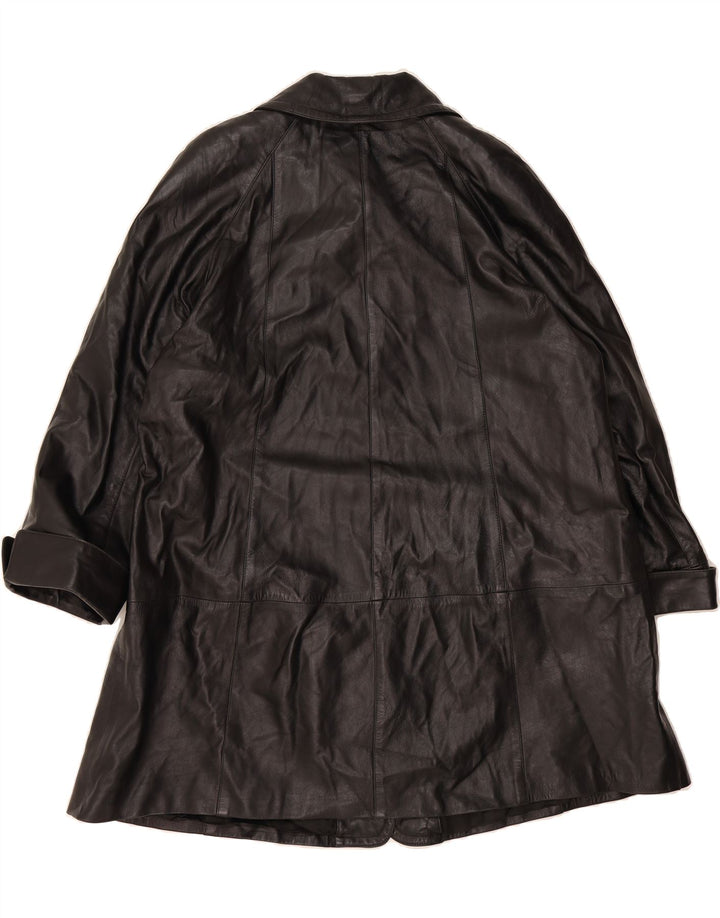 VINTAGE Womens Leather Coat UK 16 Large Black Leather Vintage Vintage and Second-Hand Vintage from Messina Hembry 