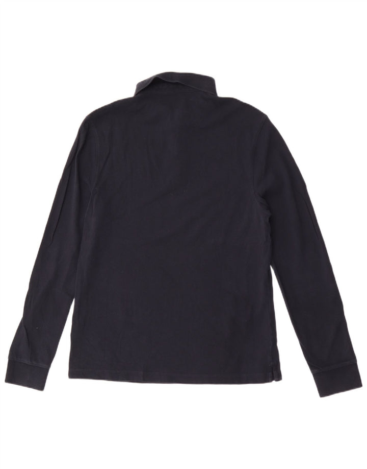 Marks & Spencer Polo à manches longues pour homme, coupe régulière, bleu marine moyen