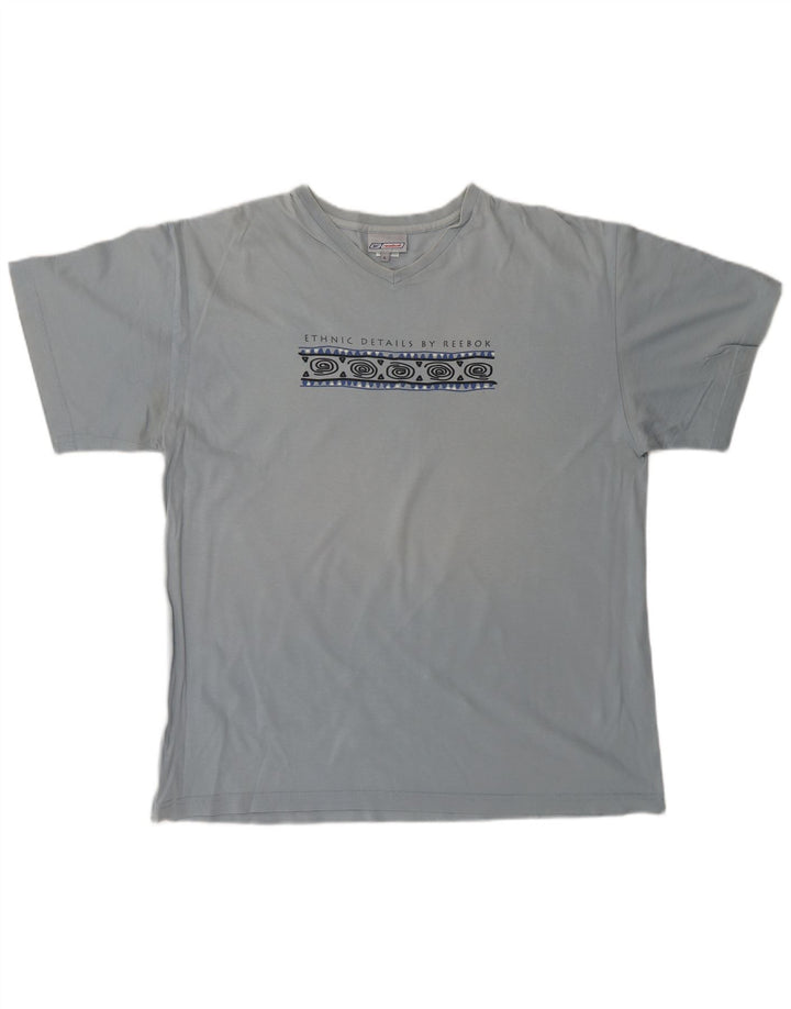 REEBOK Mens Graphic T-Shirt Top Large Blue Cotton