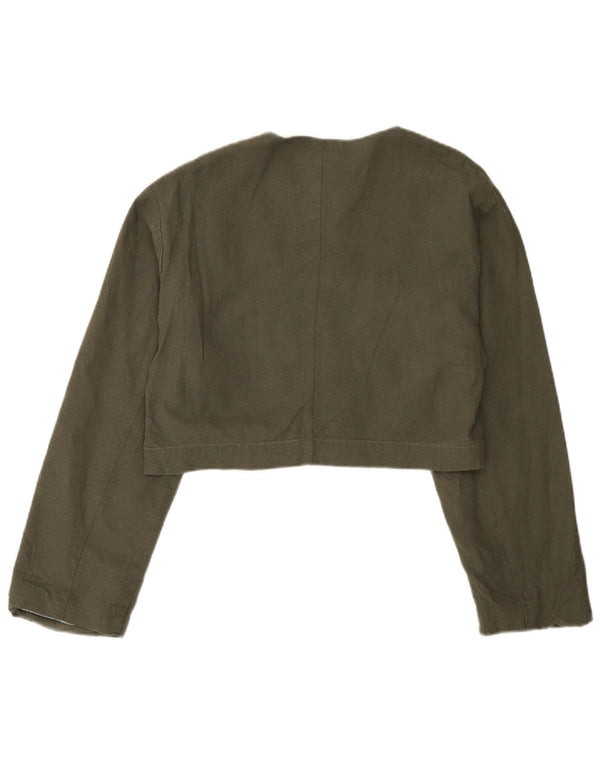 Jachetă Bolero supradimensionată pentru femei Zara UK 10 Small Khaki Linen