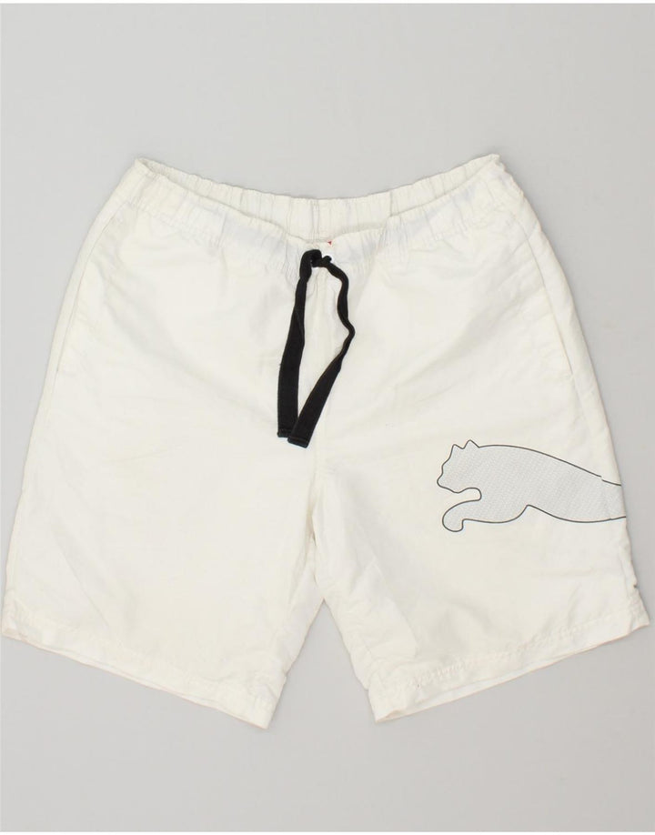 PUMA Mens Graphic Sport Shorts Medium White Polyester Vintage Puma and Second-Hand Puma from Messina Hembry 