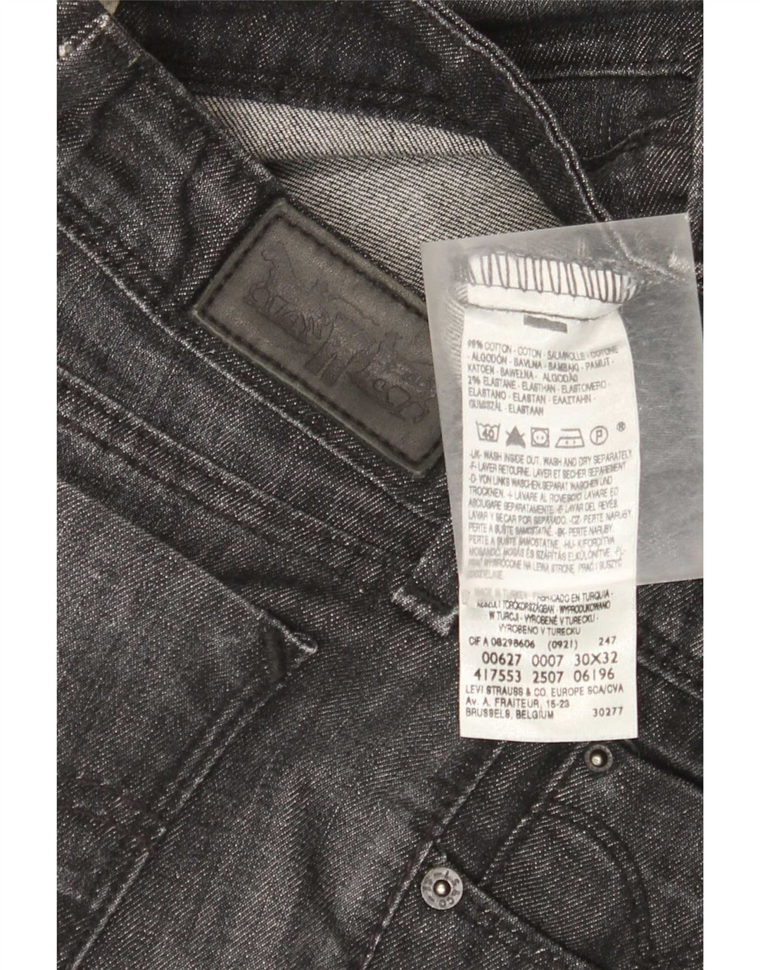 Jeans dritti Levi's 627 da donna W30 L29 cotone grigio