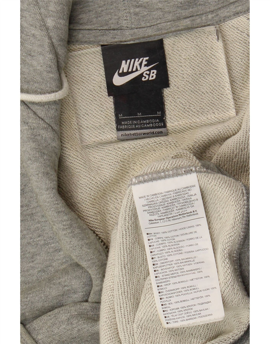 Nike Mens Zip Hoodie Sweater Medium Grey Cotton