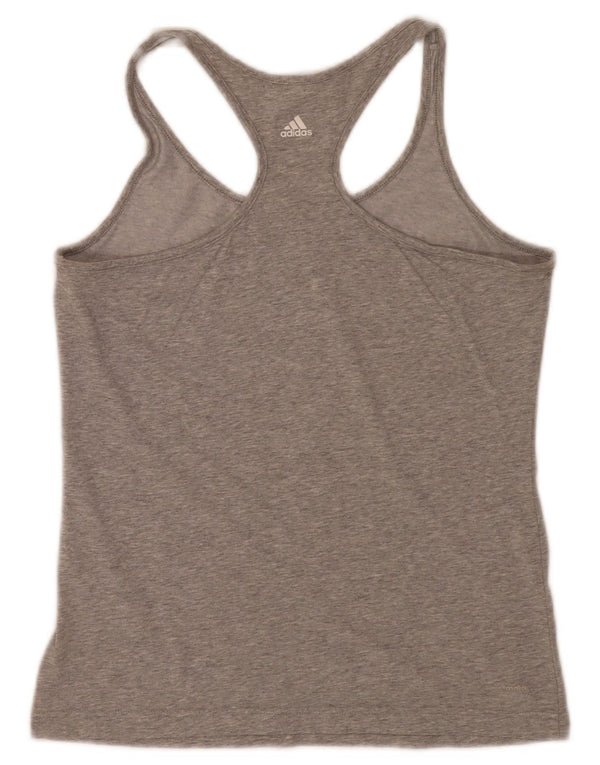 Adidas Dame Grafisk Vest Top UK 12/14 Medium Grey Cotton Sports