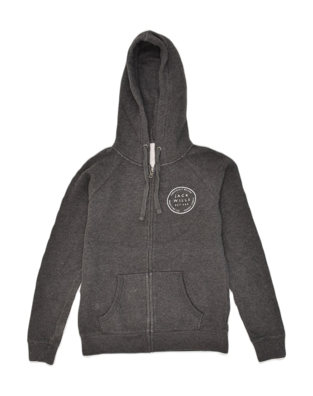 JACK WILLS Womens Zip Hoodie Sweater UK 10 Small Grey Polyester | Vintage Jack Wills | Thrift | Second-Hand Jack Wills | Used Clothing | Messina Hembry 