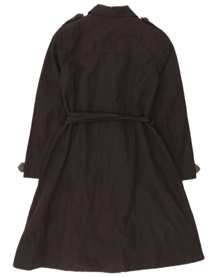 Laura Ashley Womens Trench Coat UK 14 Medium Black Cotton