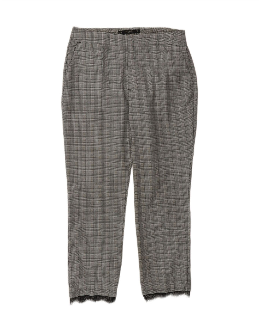 ZARA Womens Slim Casual Trousers Medium W28 L27 Grey Houndstooth Vintage Zara and Second-Hand Zara from Messina Hembry 